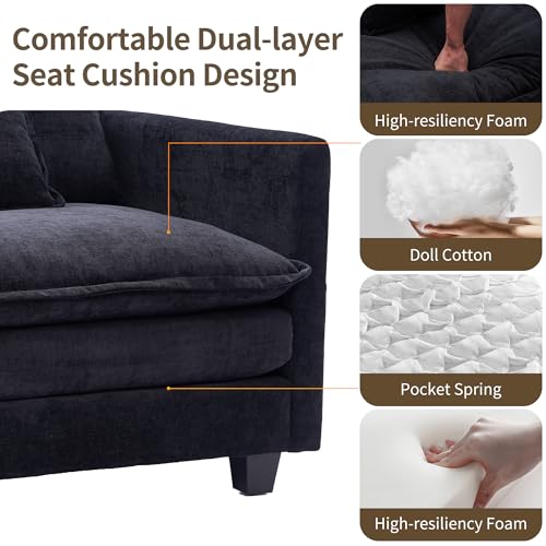 SweetGO corporation 40" Chenille Lounge Chair for Reading, Modern Couch Cozy Sofa Bed