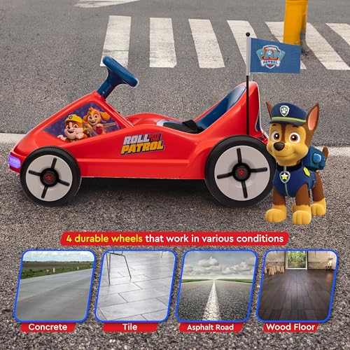 Bluey 12V Electric Go Kart for Kids, Electric Ride-On Toy with Lights, Seat Belt, Ages 3-6, Durable PVC and Iron Construction, Rechargeable Battery
