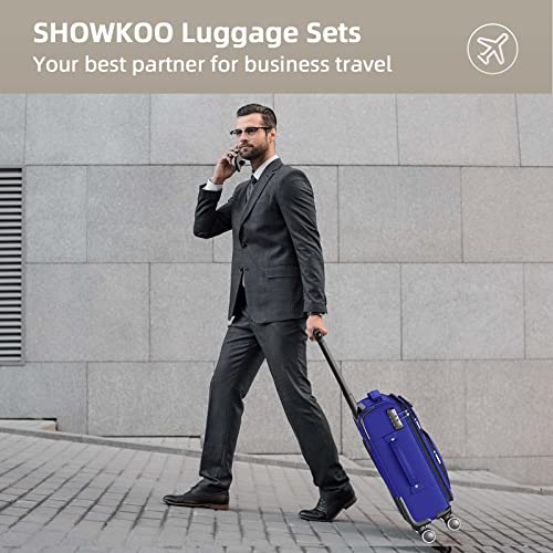 SHOWKOO Luggage Sets 3 Piece Softside Expandable Lightweight Durable Suitcase Sets Double Spinner Wheels TSA Lock Armygreen (20in/24in/28in)
