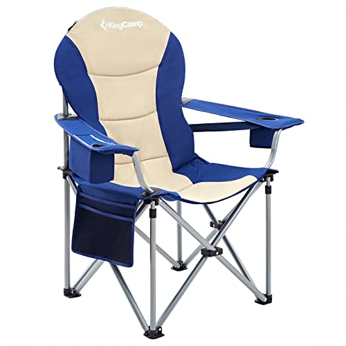 KingCamp Oversized Camping Folding Chair, Heavy Duty 450 LBS with Lumbar Support, Padded Outdoor Chair with Cup Holder