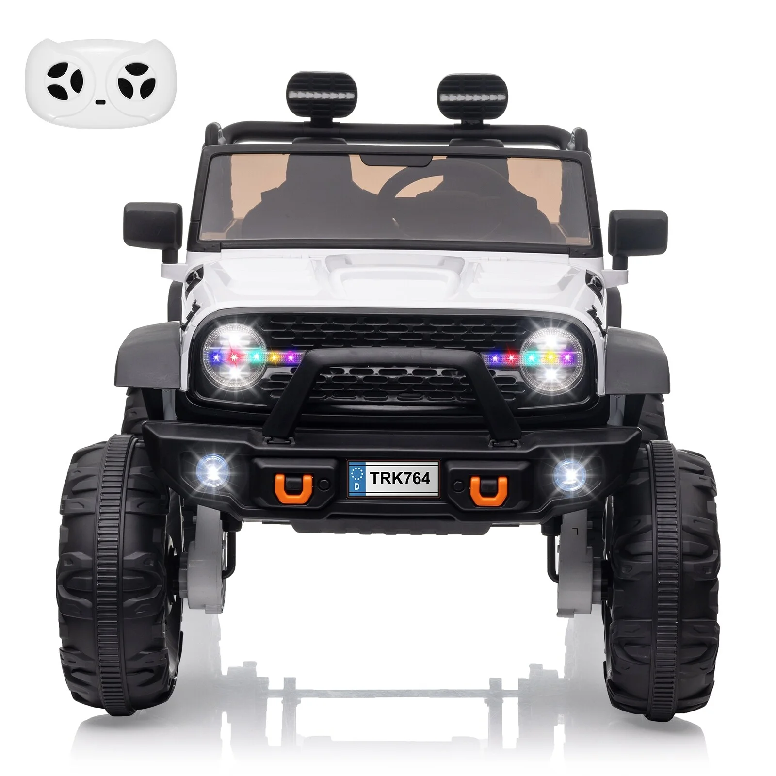 2 Seats 24V Ride on Truck with Remote Control Car Toy for 3-8 Kids White - Curated Treasures Market