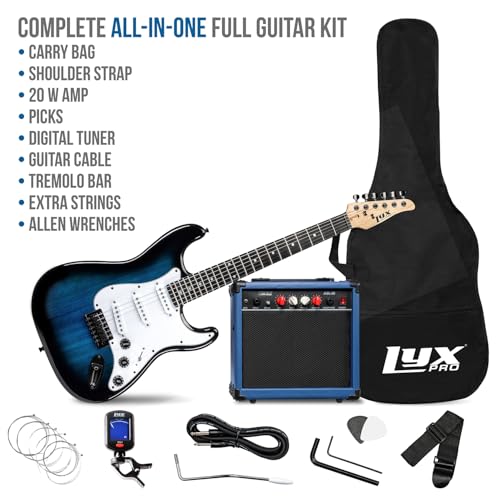 LyxPro Electric Guitar 39" inch Complete Beginner Starter kit Full Size with 20w Amp, Package Includes All Accessories, Digital Tuner, Strings, Picks