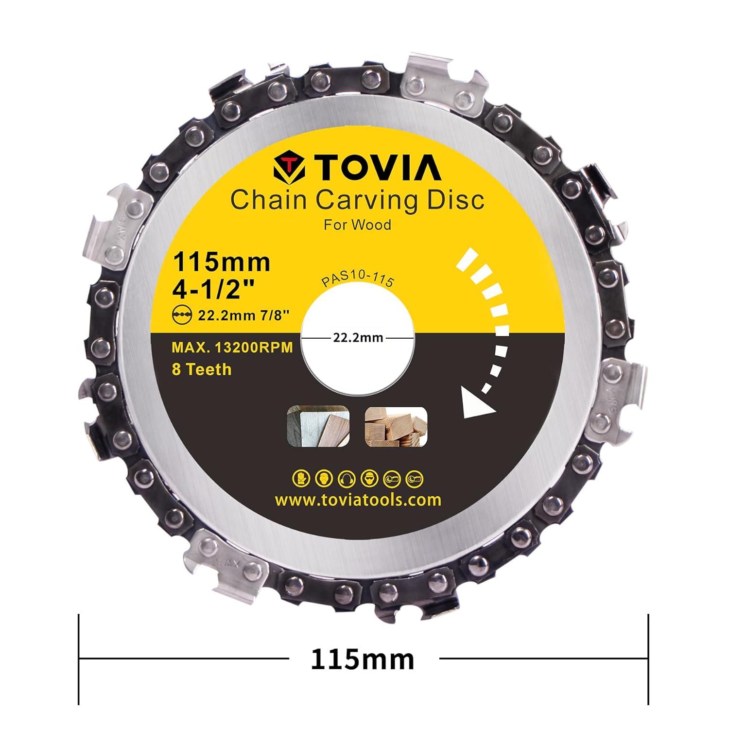 T TOVIA 4 1/2 Inch Grinder Wood Carving Disc, Chain Sawtooth Saw Blade Stump Remover Angle Grinder Tool Chain Disc for Cutting, Carving