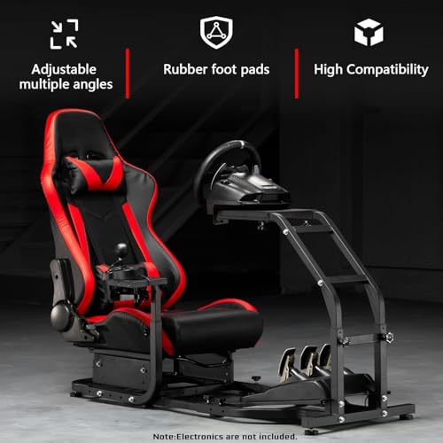 Dardoo G29 Adjustable Gaming Sim Cockpit With Red Seat Fits for Logitech G920 G923,Thrustmaster T300 Racing Steering Wheel Stand