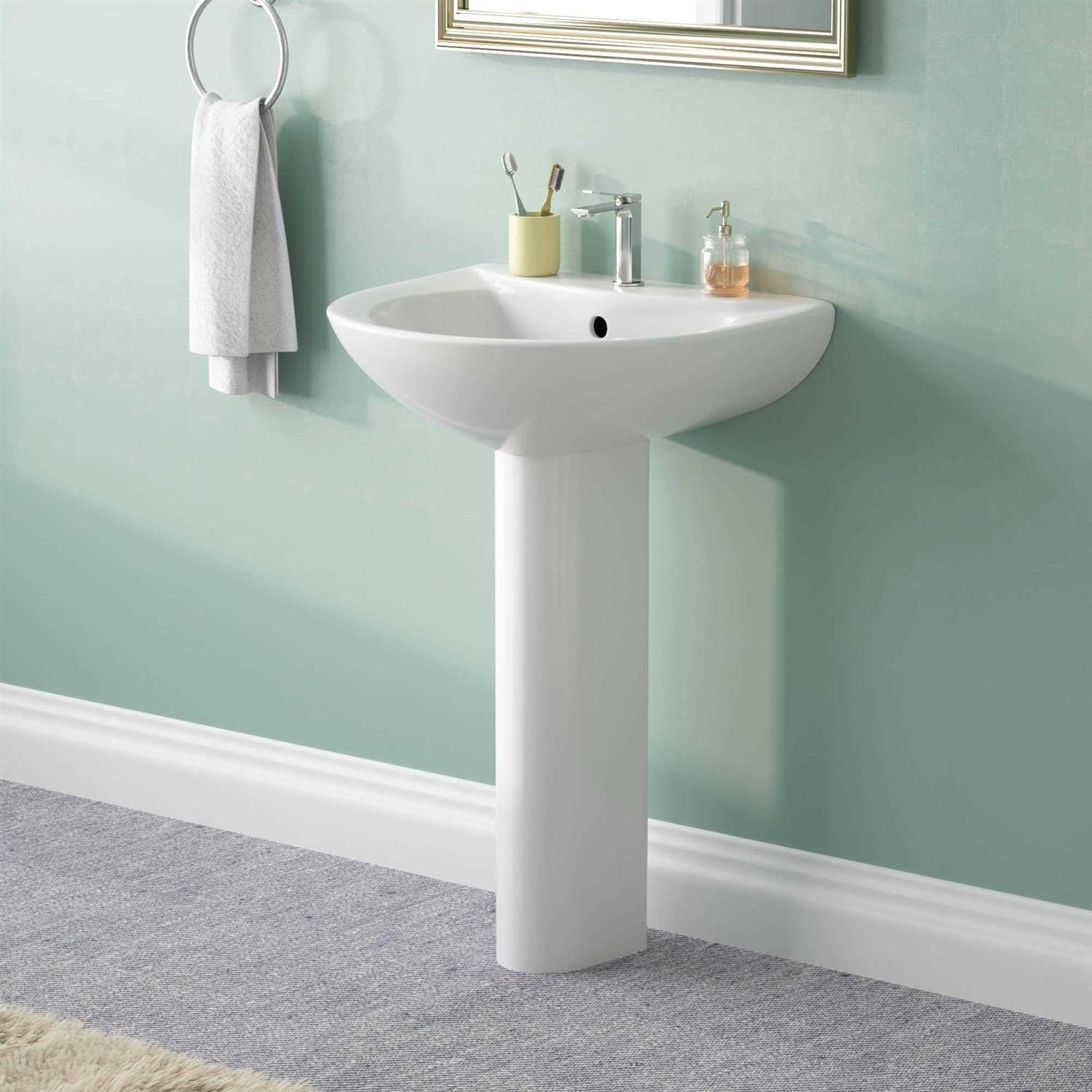 DeerValley DV-1P523 Liberty 20 X 17 U-Shape White Ceramic Pedestal Bathroom Sink With Overflow - Shop Hardware Tools Online Store