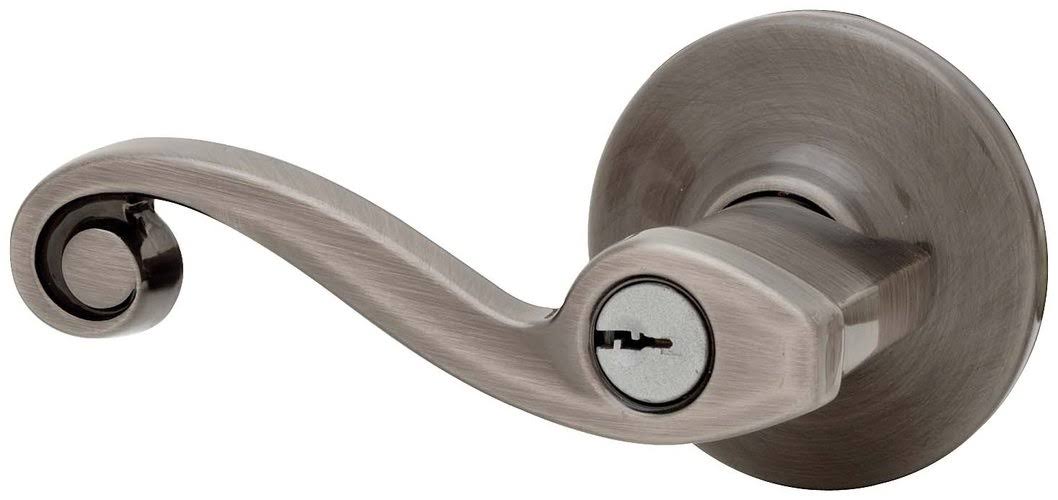 Kwikset 750LL-S Lido Storeroom Keyed Entry Door Lever Set with Smart KEY, Antique Brass