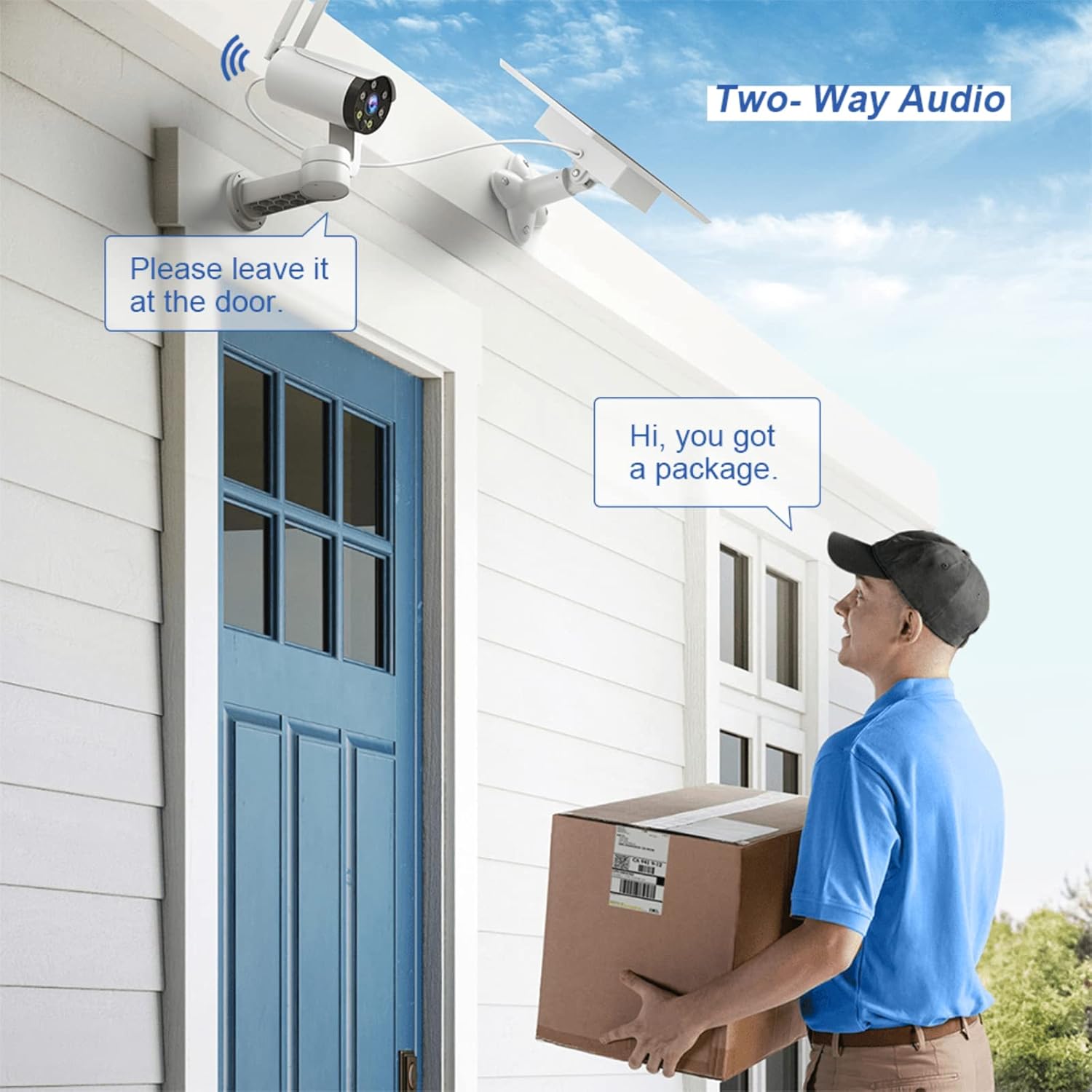 Wireless Security Camera Outdoor Solar Powered WiFi Cameras 360° View Full Color Night Vision PTZ with Spotlight, PIR Motion Detection, 2-Way Audio