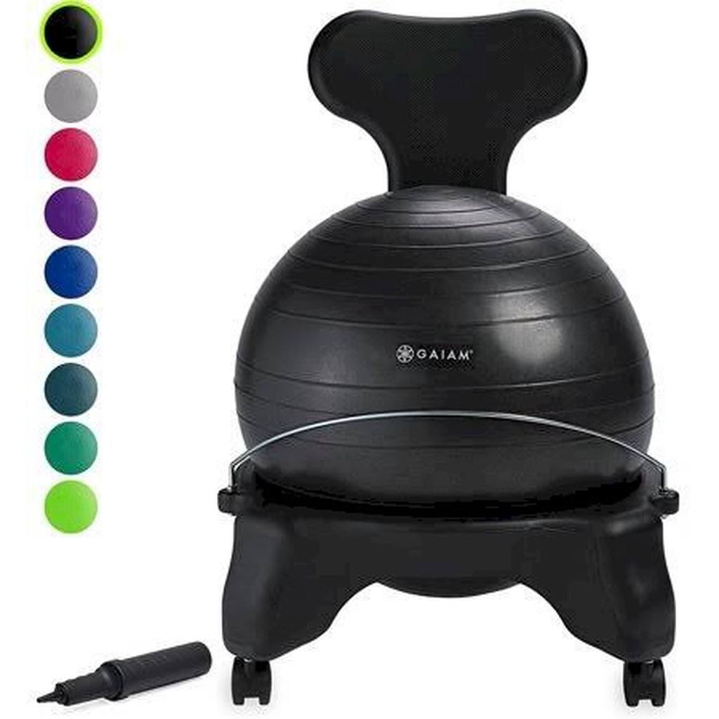 Gaiam Classic Balance Ball Chair Exercise Stability Yoga Ball Premium - Black - Megean