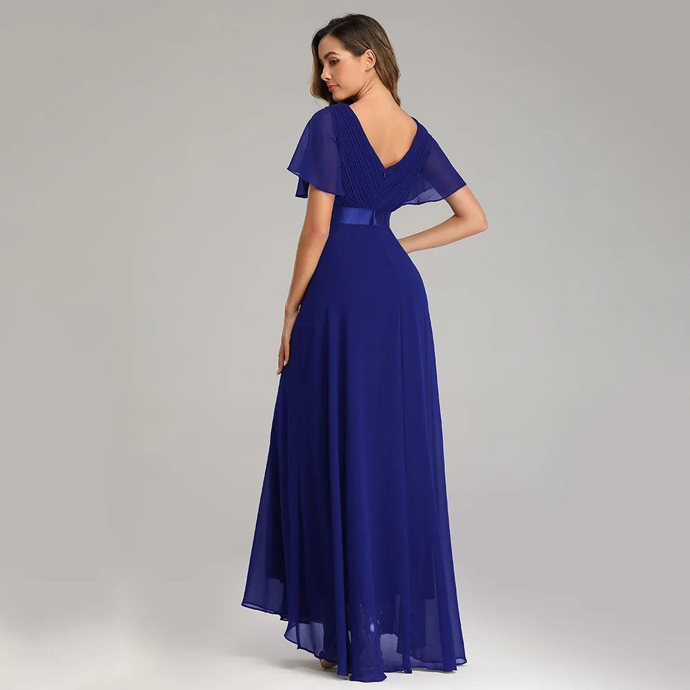 Evening Dresses Elegant V-Neck Ruffles Chiffon Formal Evening Gown Robe Vestidos De Fiesta Dress for Wedding Party