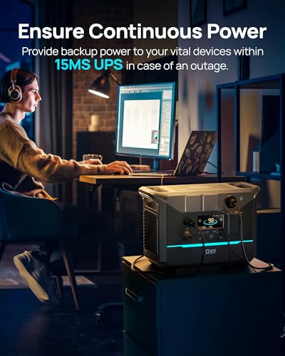 Portable Power Station 1800W (Surge 3000W), 1382.4Wh LiFePO4 Battery Generator, Fast Charging Solar Generator for Camping & RVs