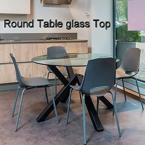 SAGIDAR Round Tempered Glass, Tempered Glass Round Table Top, Round Table Top, Kitchen Furniture, Glass Table Top for Dining Table