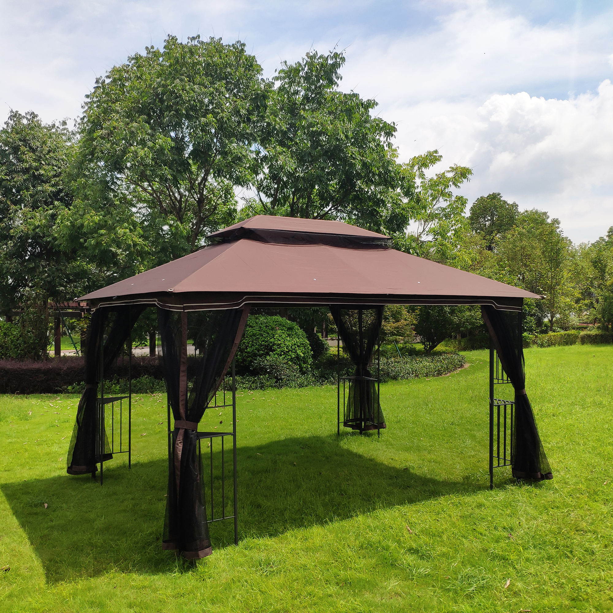 QILLIINN Gazebo 13x10 Outdoor Patio Gazebo Canopy Tent Ventilated Double Roof And Mosquito Netting
