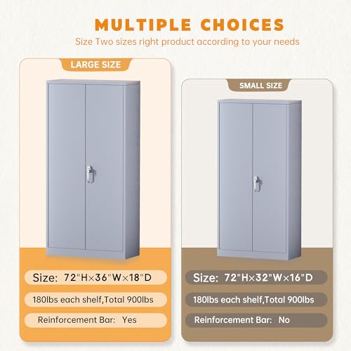 Greenvelly Steel SnapIt Storage Cabinet 72" Locking Metal Garage Storage Cabinet with 4 Adjustable Shelves, 2 Doors and Lock for File, Office, Garage