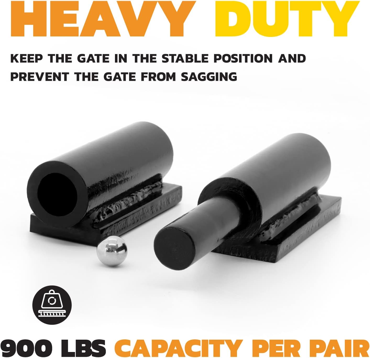 Heavy Duty Gate Hinge Pair 7 Inch Barrel Style Good Load Capacity - Weld On Install (7 Inch) Pack of 2