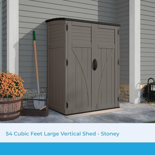 Suncast Outdoor Storage Shed for Backyard and Garden, Horizontal, 4' x 2.5', Stoney Grey - Portable Utility Deck and Cabinet for Tools, Equipment