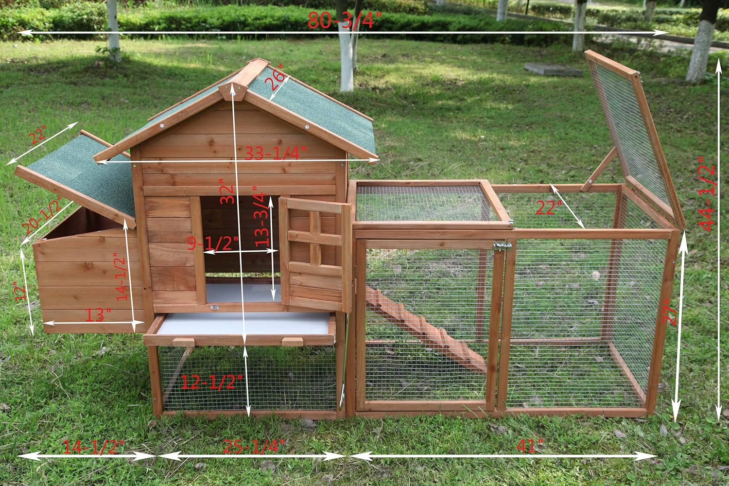 Wooden Chicken Coops Cages Poultry Pet House 80‘’ Large Two Tiers w/Egg Box Run Rabbit Hutch Enclosure Garden Backyard Cage Indoor and Outdoor Use