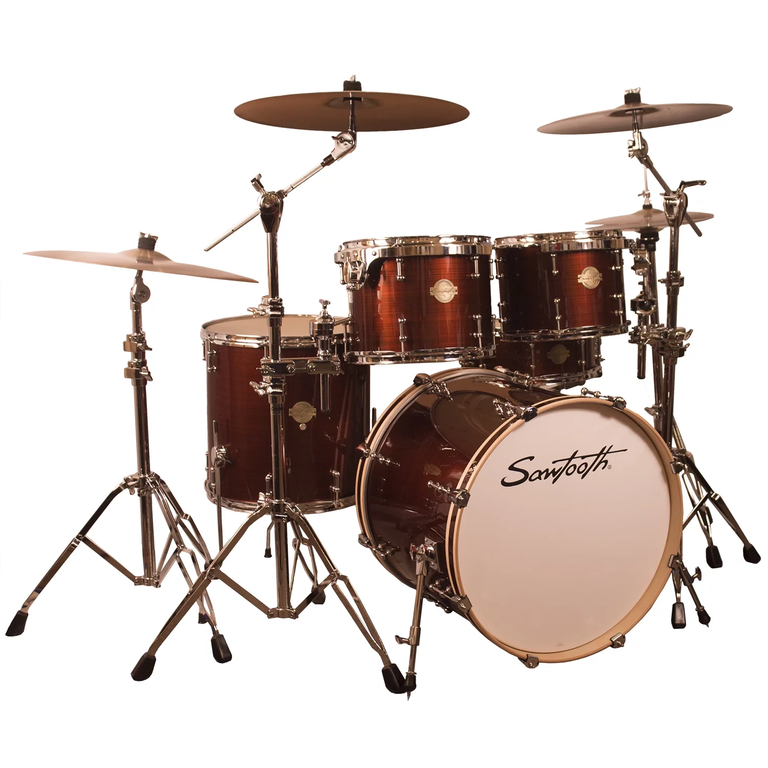 Sawtooth Command Series 5-Piece Drum Shell Pack with 22" Bass Drum, Red Streak - Curated Treasures Market
