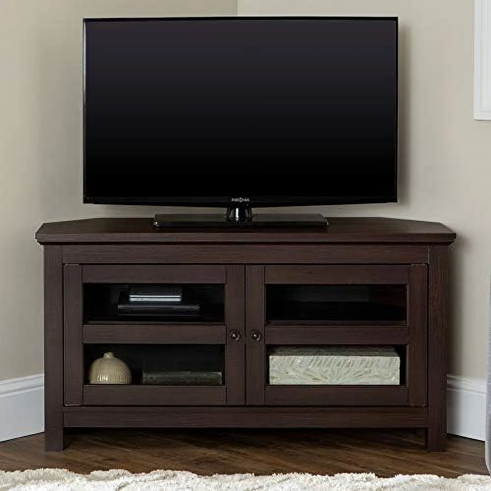 RUNFAYBIU Modern Farmhouse Wood Corner Universal TV Stand for TV's up to 50"
