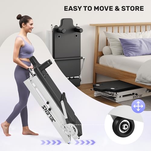 Pilates Reformer, Foldable Pilates Machine & Equipment for Home and Gym Workout with Dual Resistance and Adjustable Height Pulleys