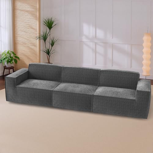 Marsail 142" Oversized Deep U Shaped Modular Sofa, Corduroy Cloud Couches with Deep Seats and High-Back Design