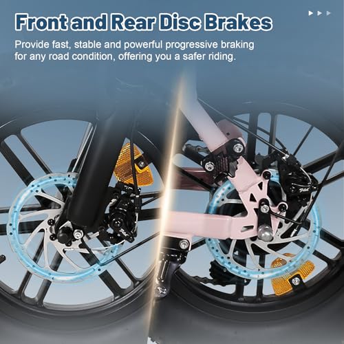 OUXI Electric Bike for Adults, 16" Fat Tire Ebike with 36V 10.4Ah Removable Battery, Moped Style EBike for Teens Up to 20MPH
