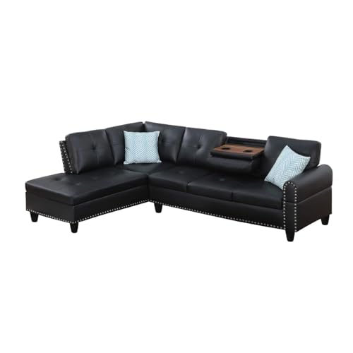 Devion Furniture Regis 4-in-1 Convertible L Shaped Couch with Pull Out Bed and Storage, Sectional Sleeper Sofa with Reversible Chaise for Living Room