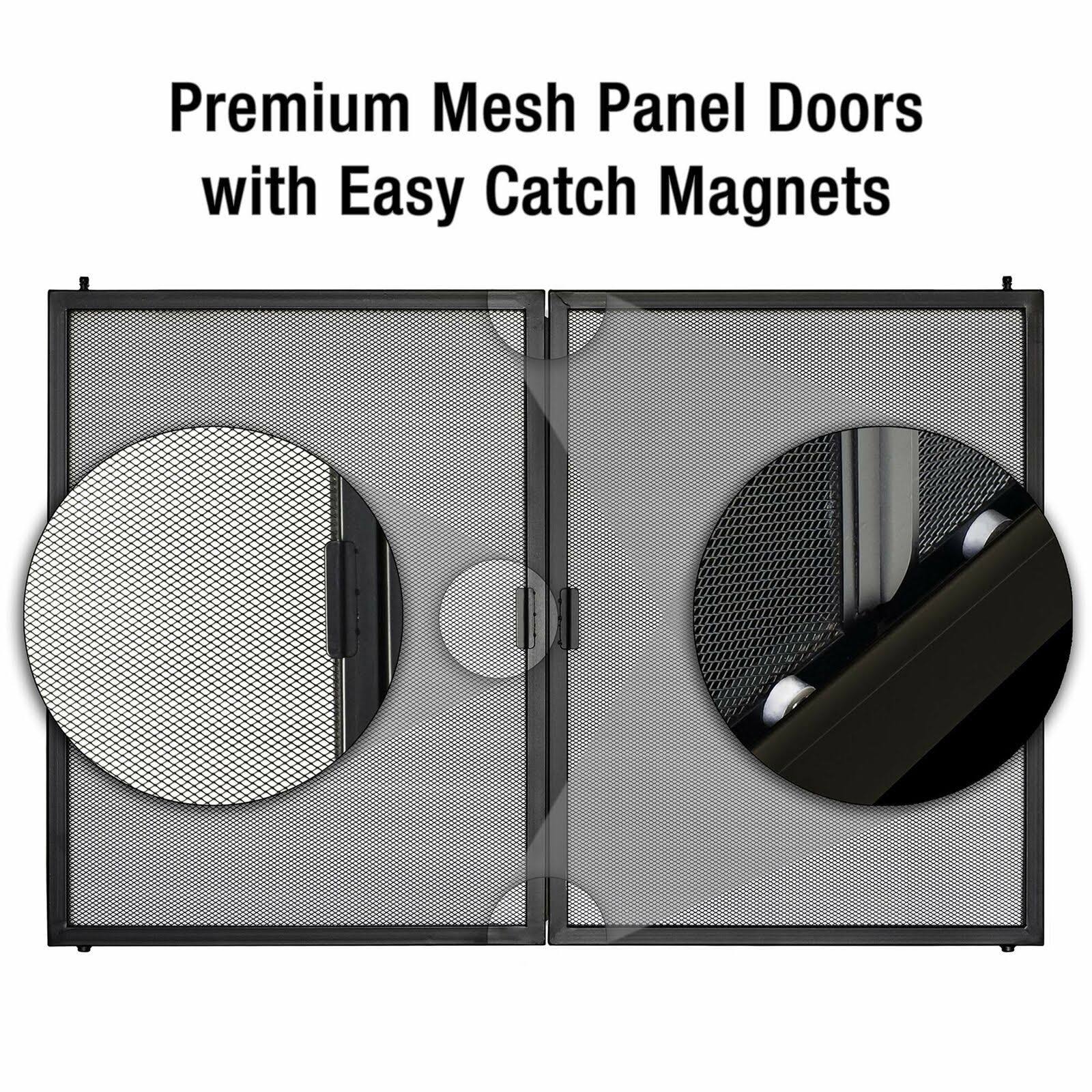Pleasant Hearth Carlisle Medium Black Cabinet Style Glass Fireplace Doors