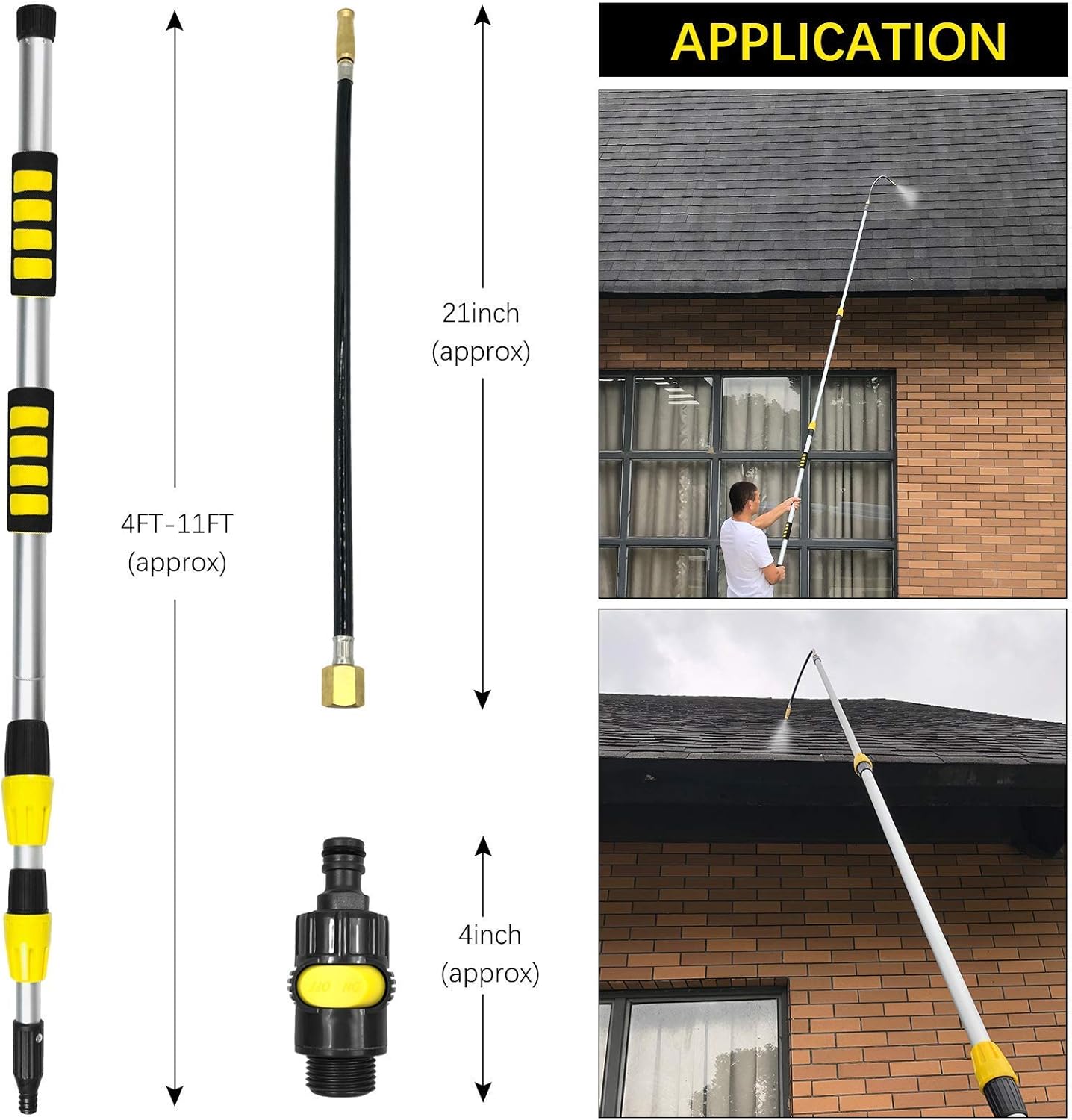 Buyplus 12FT Telescoping Gutter Cleaning Tools - Gutter Cleaners from The Ground, Extendable Gutter Cleaning Wand for Garden Hose Attachment
