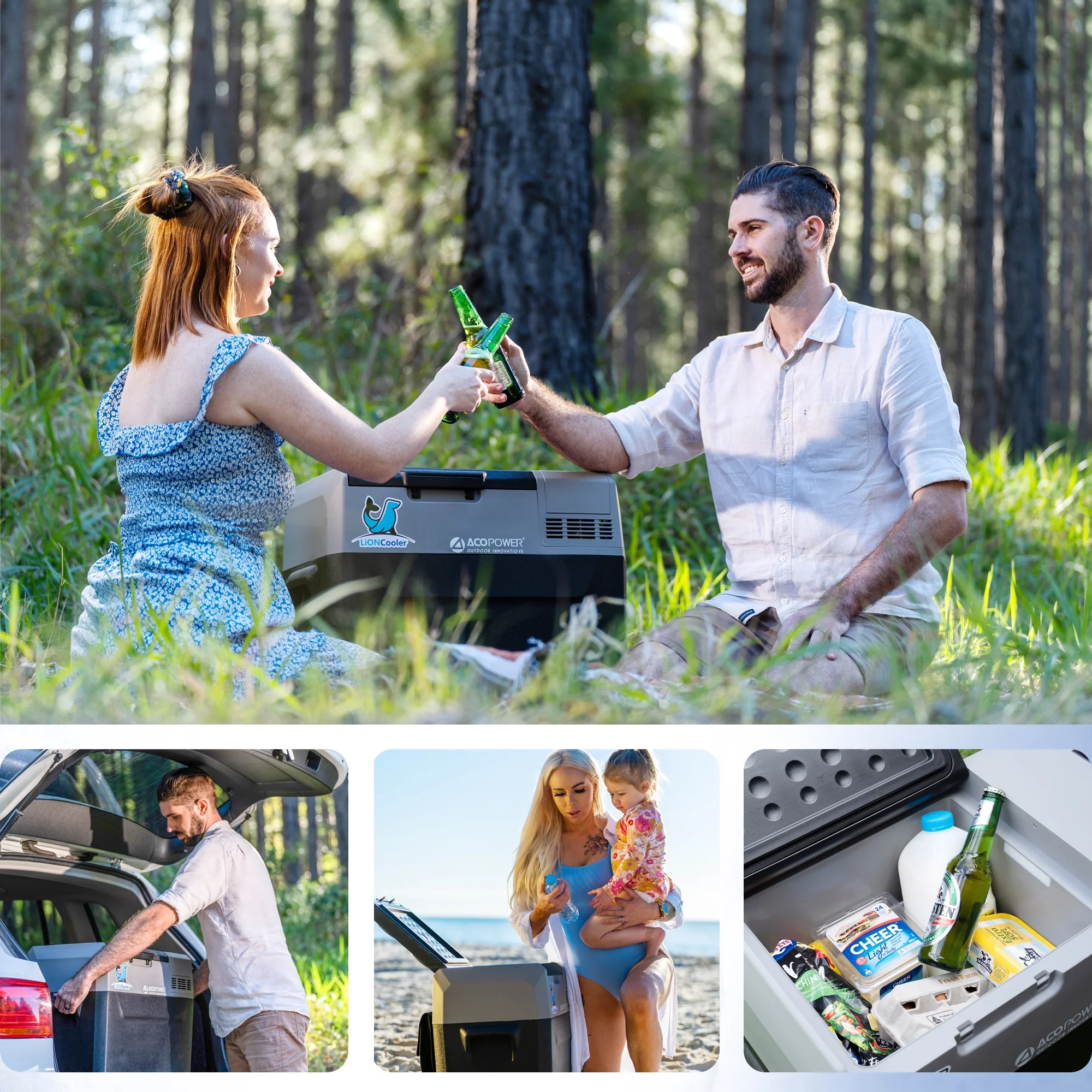 ACOPOWER 42Qt  Portable Refrigerator Freezer Car Freezer with Battery and 6'' off-Road Wheels, 12V,45W Cooler Freezer,Low Noice
