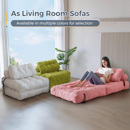 MAXYOYO Folding Sofa Bed, Convertible Sleeper Chair with Pillow Foldable Mattress with Back Support