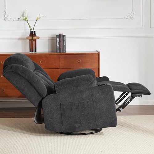 Rocker Swivel Recliner Chair for Adults, Overstuffed Large Manual Recliner Glider with Massage and Heat