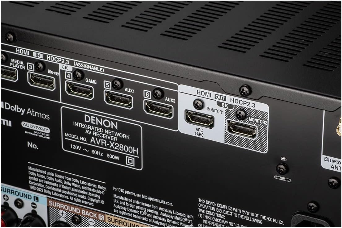 Denon AVR-X2800H 7.2 Ch Receiver - 8K UHD Home Theater AVR (95W X 7), Wireless Streaming via Built-in HEOS, Bluetooth & Wi-Fi, Dolby Atmos