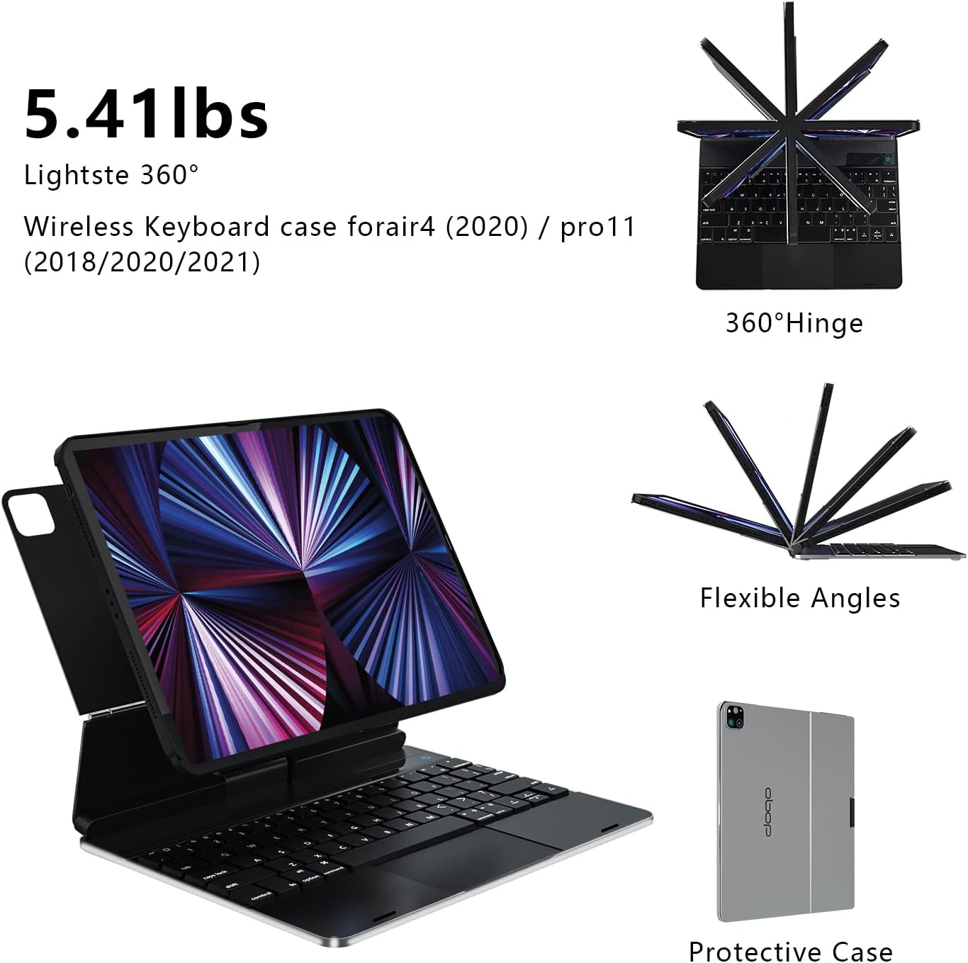 doqo Magnetic Keyboard Case for iPad Air 5th Generation(2022)/iPad Air 4th Generation(2020), iPad Pro 11 2018/2020/2021