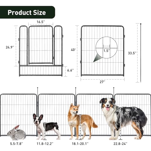 mestyl Dog Playpen, 40" Height 16 Panels Outdoor Pet Play Pen, Big Dog Exercise Play Pen for Large/Medium/Small Dogs, Foldable Puppy Pen for Indoor
