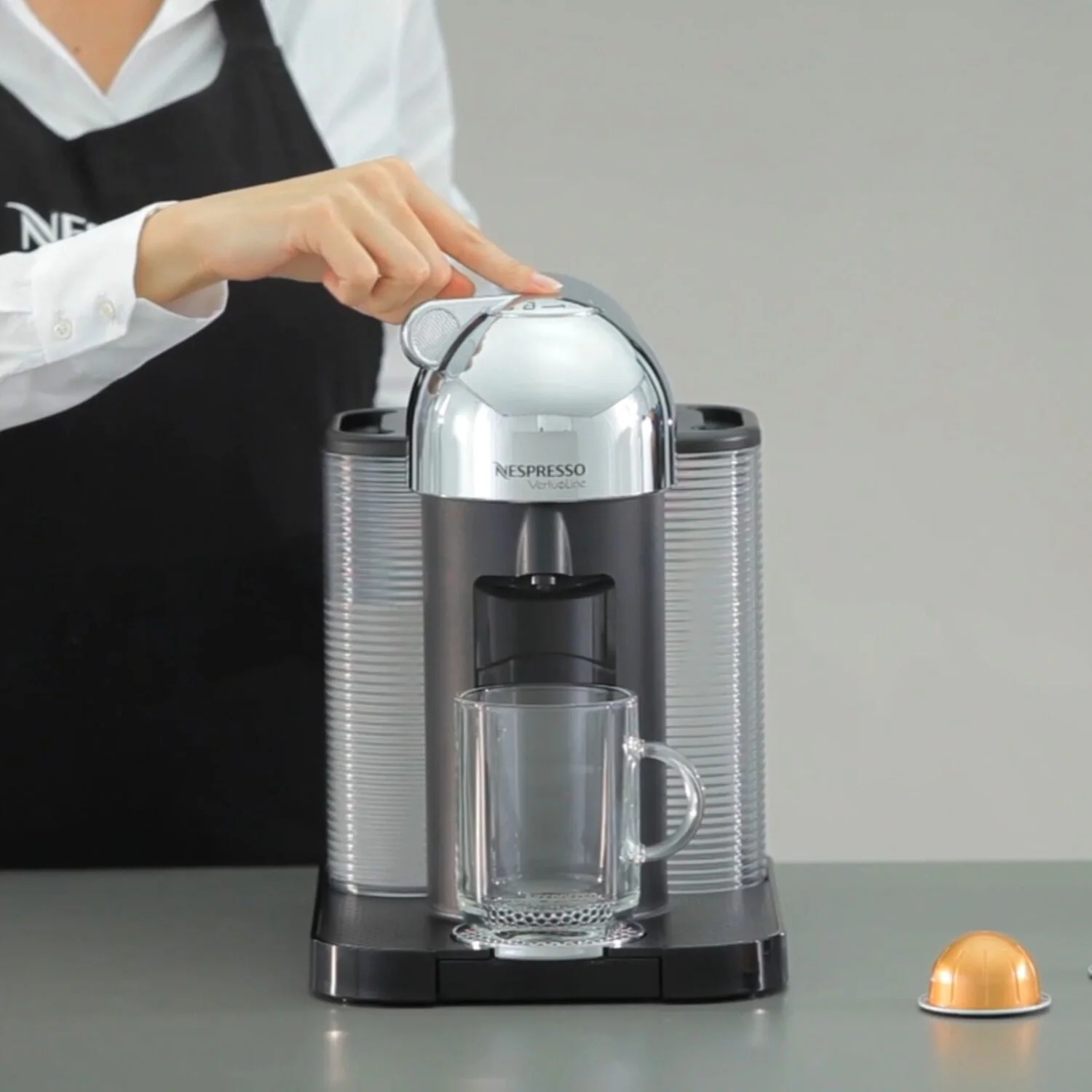 Breville Nespresso Vertuo Coffee & Espresso Single-Serve Machine in Chrome and Aeroccino Milk Frother in Black