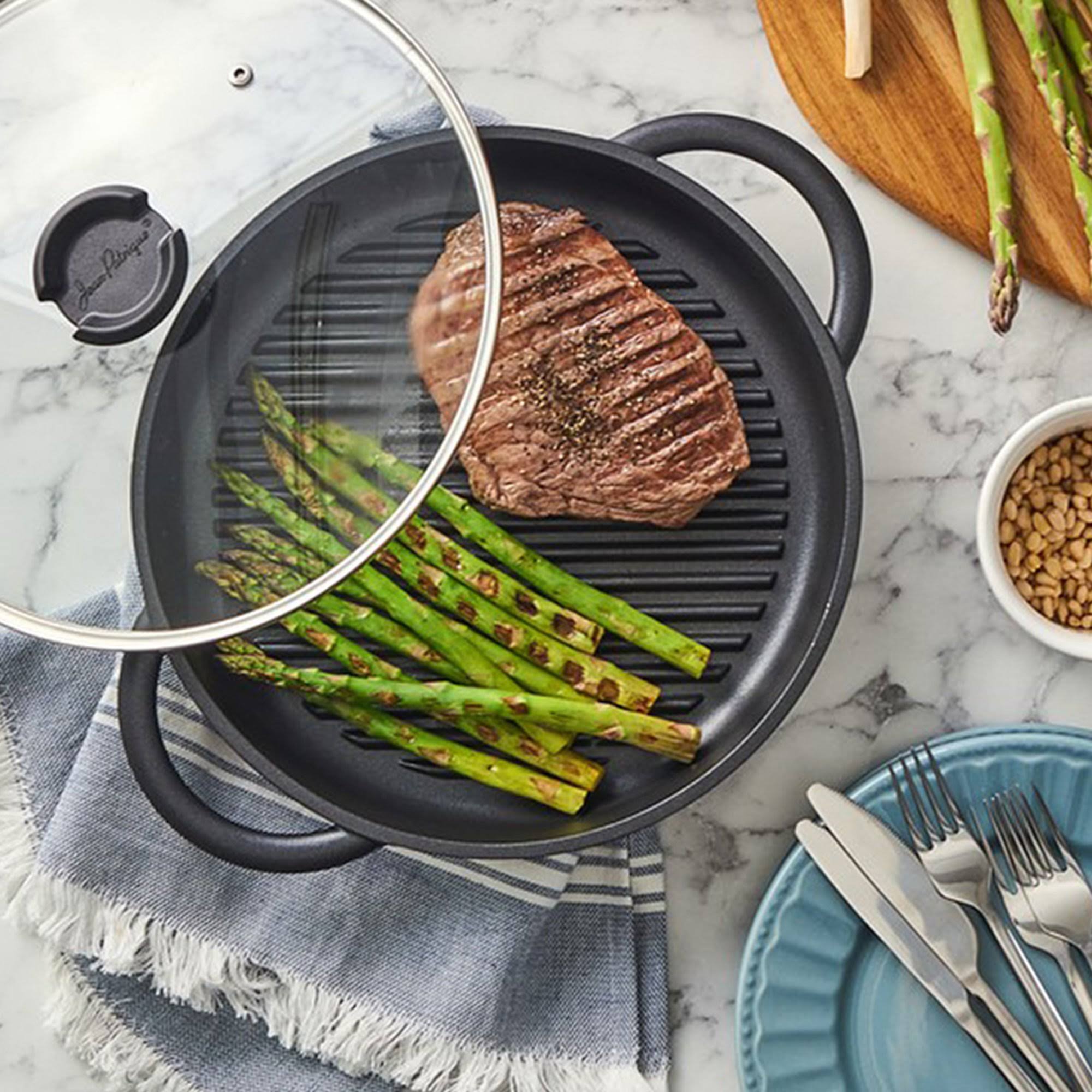 Jean Patrique The Whatever Pan - Cast Aluminium Griddle Pan with Glass Lid
