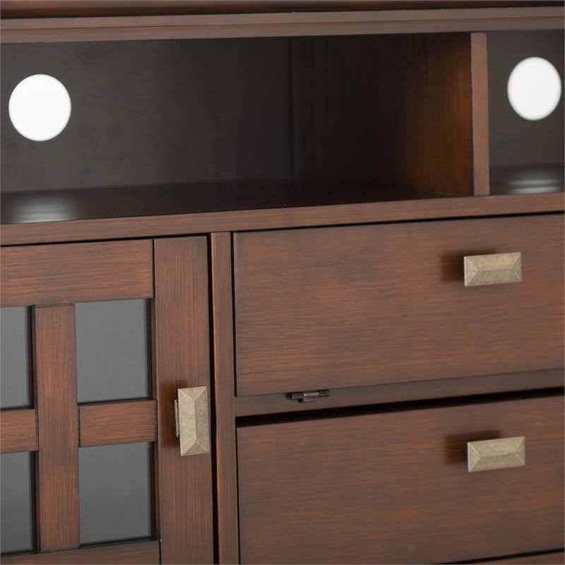 Simpli Home Artisan Contemporary Solid Wood 72x22 TV Media Stand in Russet Brown