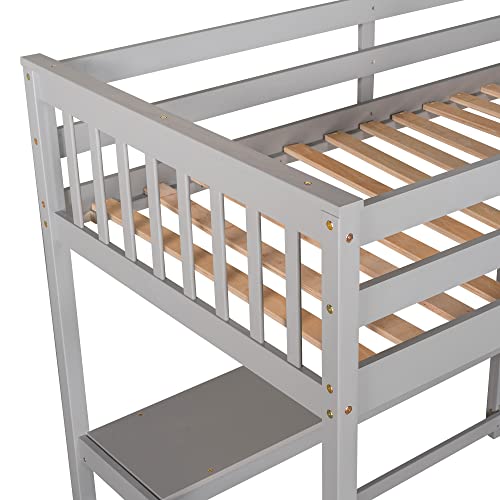 Harper & Bright Designs Full Loft Bed with Desk and Wardrobe,Solid Wood Loft Bed Frame Full with Storage Drawers for Kids Teens Adults