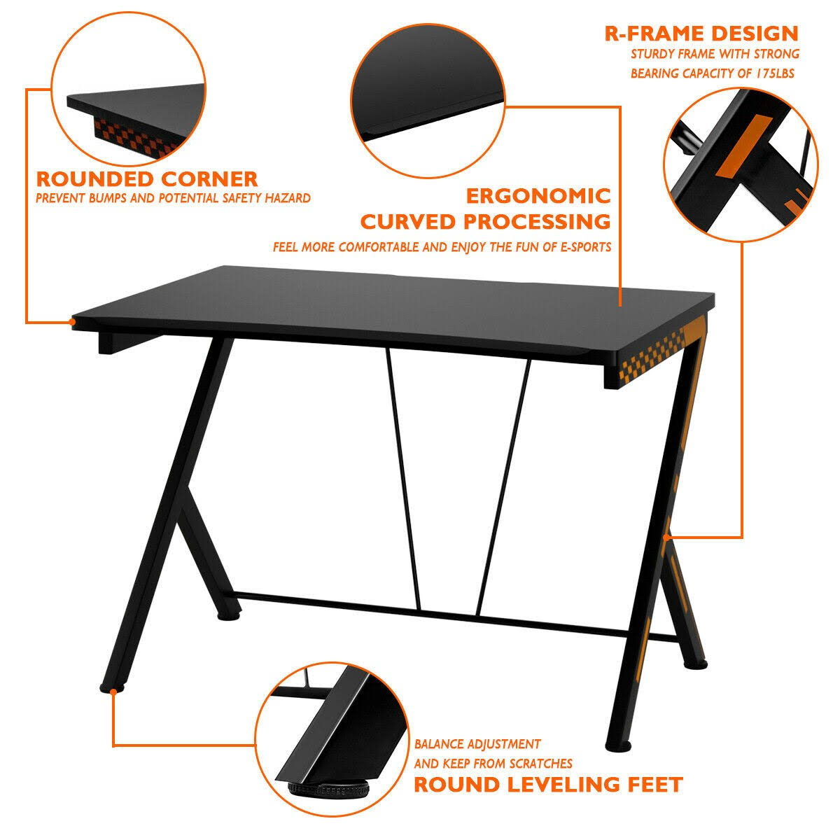 Costway Gaming Desk Computer Desk PC Laptop Table Workstation Home Office Ergonomic New, Black