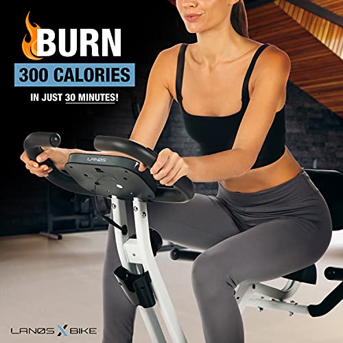 LANOS Workout Bike For Home - 2 In 1 Recumbent Exercise Bike and Upright Indoor Cycling Bike Positions, 10 Level Magnetic Resistance Exercise Bike