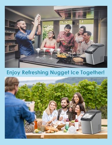 Oraimo Nugget Ice Maker, Ice Makers Countertop, 26 Lbs/Day Tooth-Friendly Chewable Ice with Self-Cleaning, Auto Water Refill, Sonic Pebble Ice Machine
