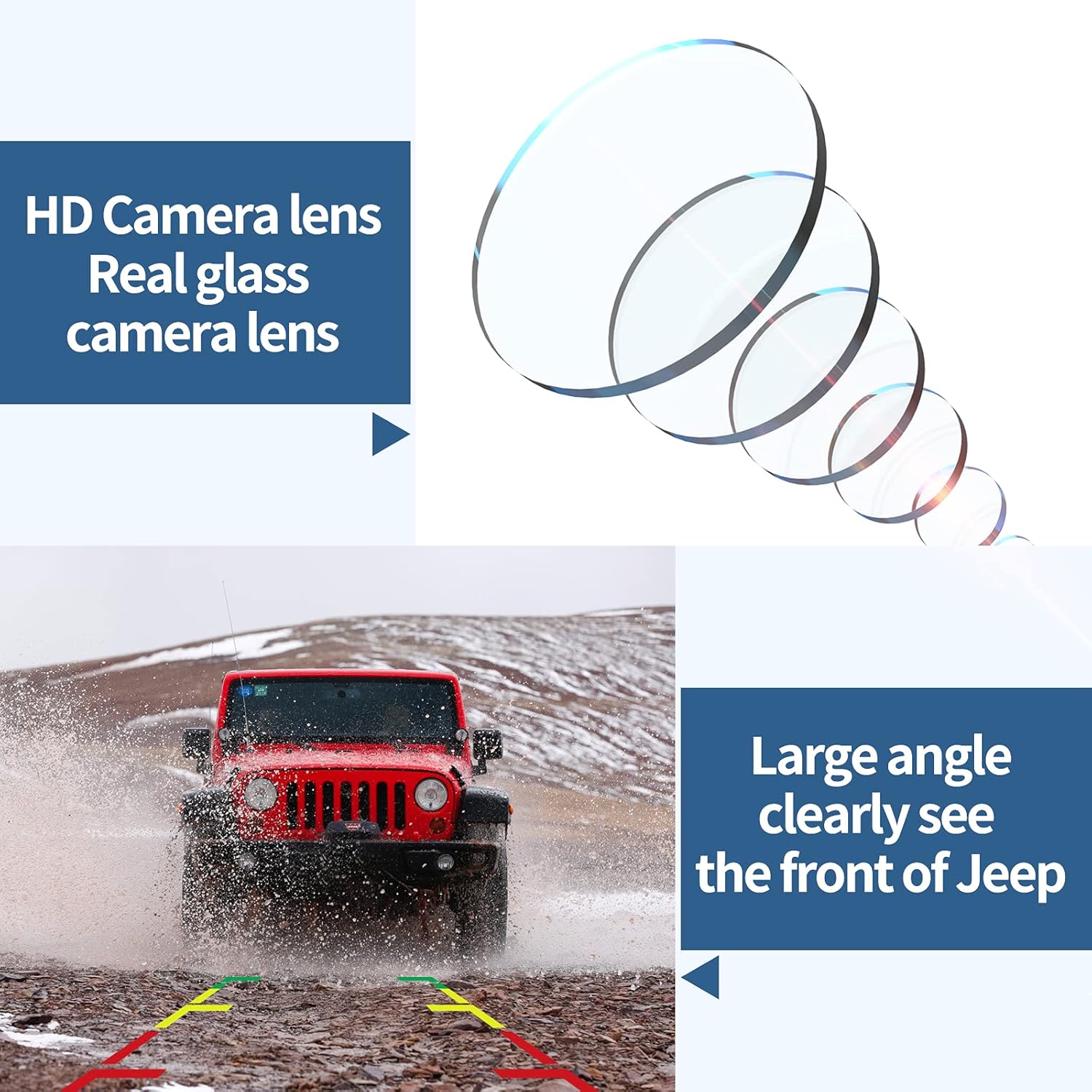 RED WOLF for Jeep Wrangler JL/JLR/JLU/JT Gladiator Rubicon Off-Road Add Front Forward Facing View Camera 2018-2021 Front Trail Cargo Camera Mount on