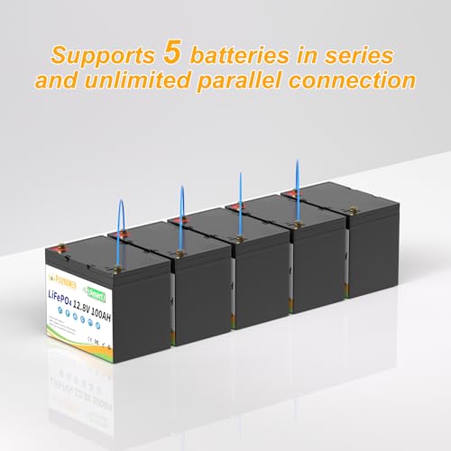 FLLYROWER 12V Lithium Battery 100AH With BMS and 16500 Deep Cycles 12V 100AH Lifepo4 Battery Grade A Cells for Marine Trolling Motor RV camping Solar