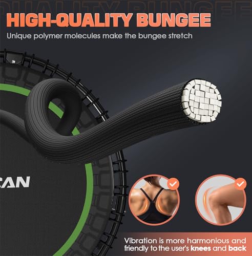 BCAN 450/550 LBS Foldable Mini Trampoline, 40"/48" Fitness Trampoline with Bungees, U Shape Adjustable Foam Handle