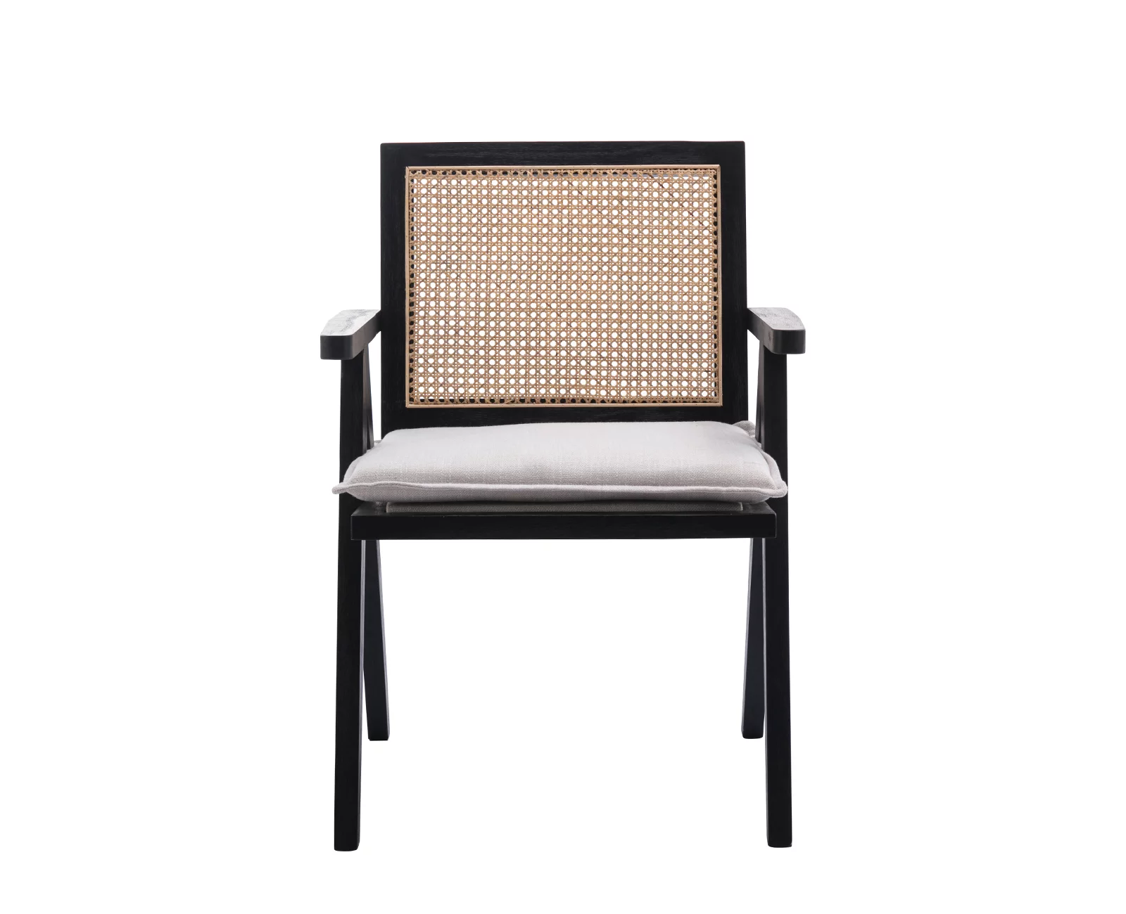 Guyou Modern Rattan Dining Chair Set of 2, Mid-century French Farmhouse Upholstered Solid Wood Armchair Reading Chair