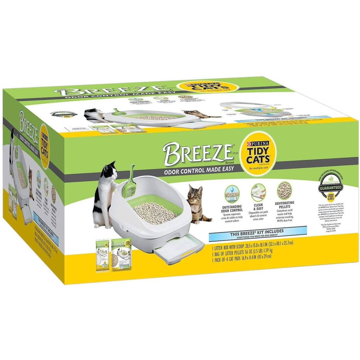 Breeze Anti-Tracking Pellets Cat Litter Box Starter Kit for Multiple Cats Box