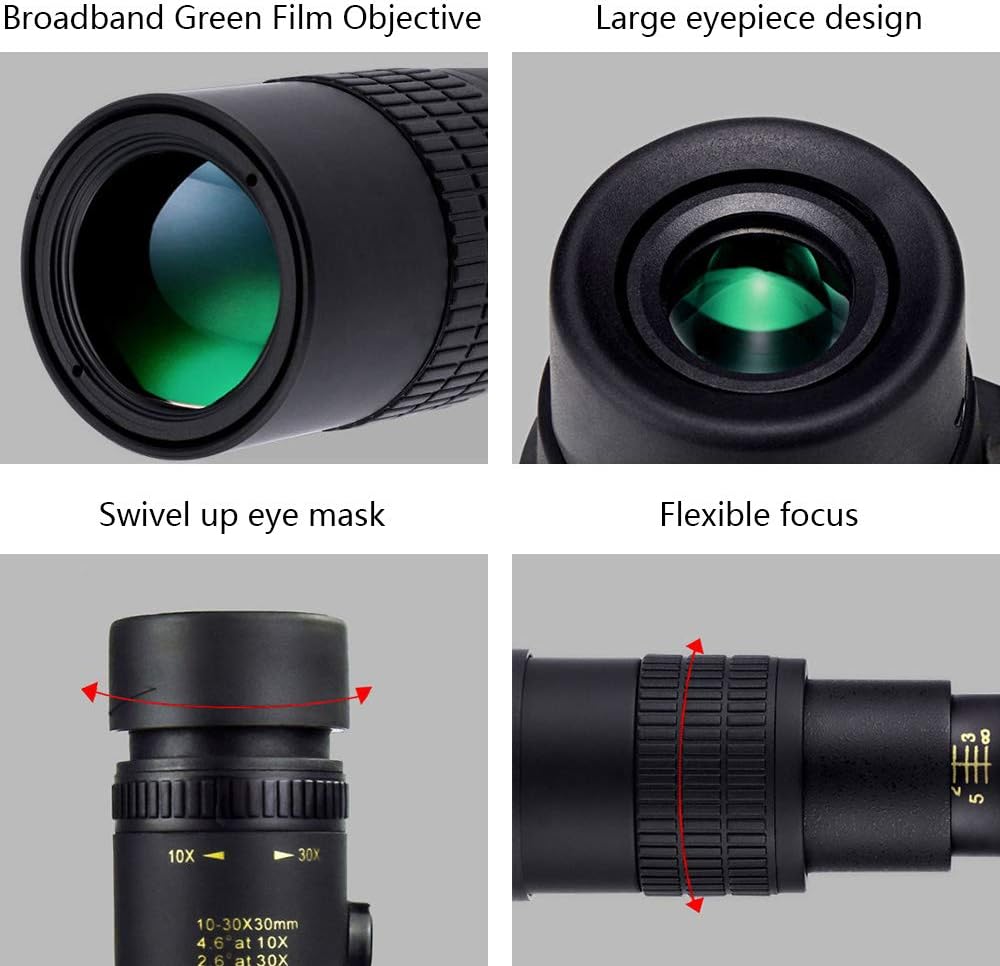 4k 10-300x40mm Super Telephoto Zoom Monocular Telescope with Phone Adapter Tripod Fit Adults for Hiking Hunting Camping Bird Watching Best Gifts for