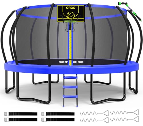 ORCC 1200LBS Weight Capacity Trampoline 16 15 14 12 10 8FT Outdoor Yard Trampolines for Kids Adults Outdoor Yard Trampolines for Kids Adults