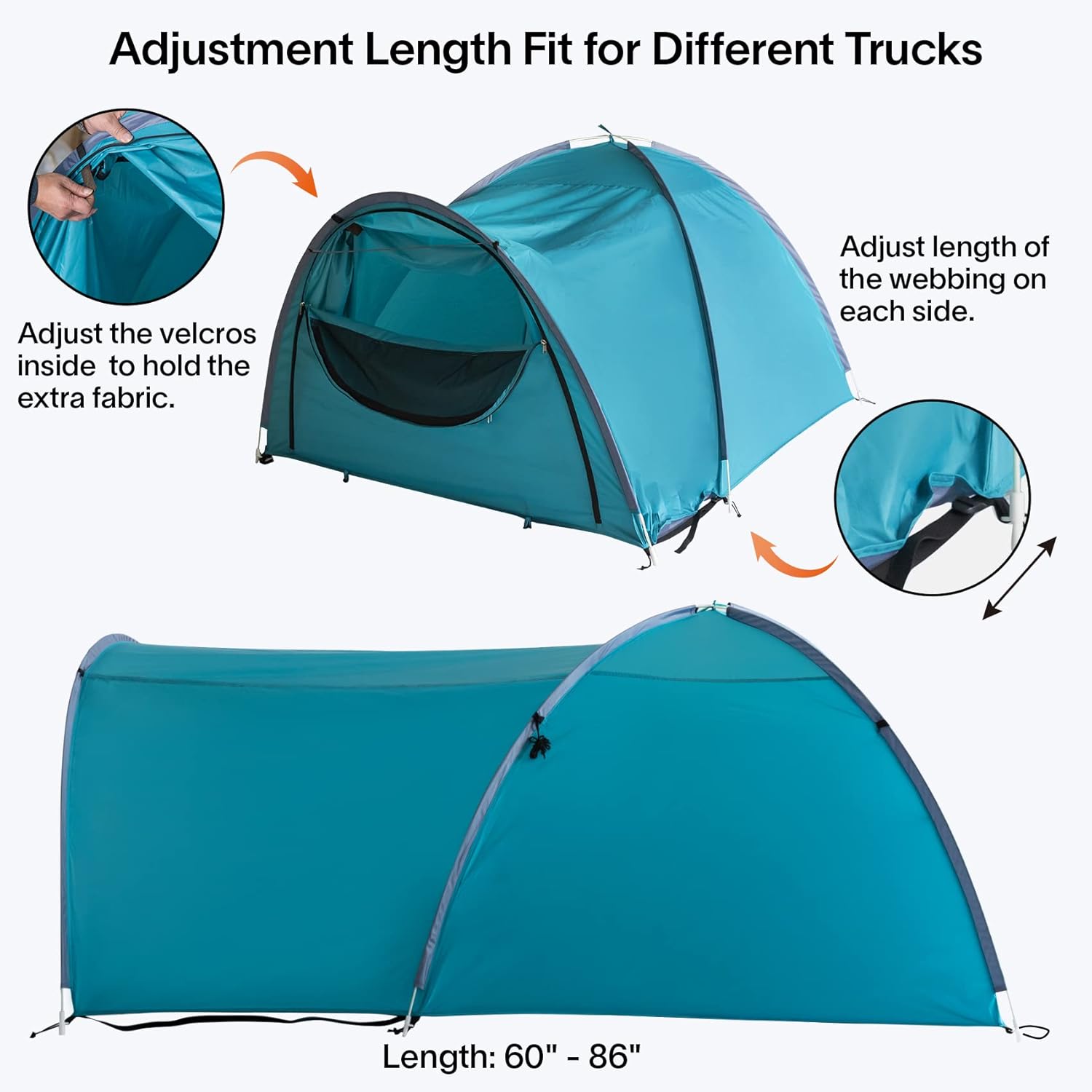 EighteenTek Truck Tent Bed Pickup Camping 2 Person Camper Shell Pop Up Automatic Setup Waterproof PU2000mm Double Layer Rainfly Adjustable 5 5.5 6