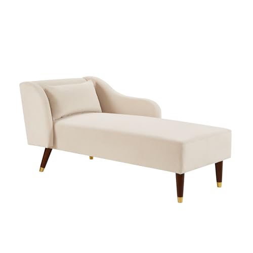 Chaise Lounge Chair, Velvet Upholstery with Pillow Modern Indoor Chair for Living Room Bedroom Guest Room Apartment (Chaise Lounge Chair Orange)
